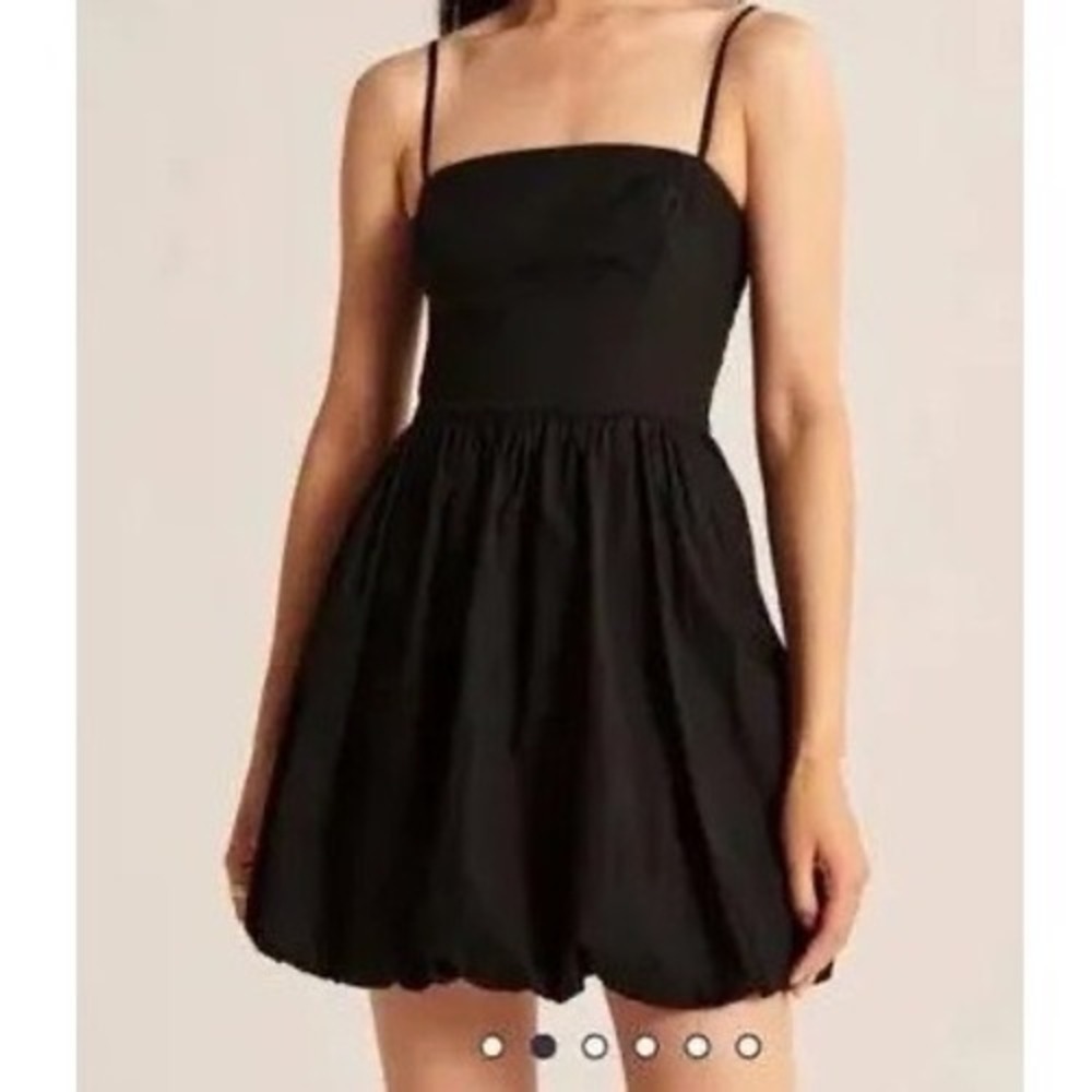 Abercrombie & Fitch Bubble Hem Mini Dress in Black Babydoll Sleeveless - Small